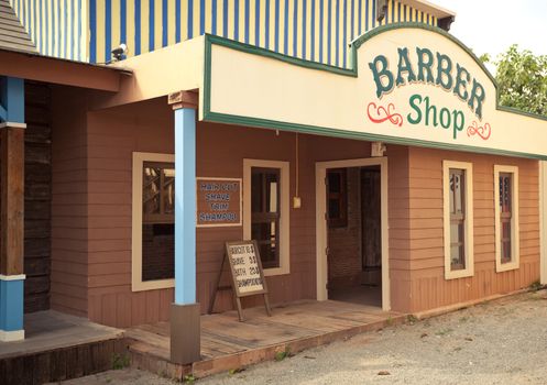 barber in Wild West style in rural