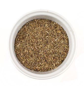 dried rosemary spice isolated on white background