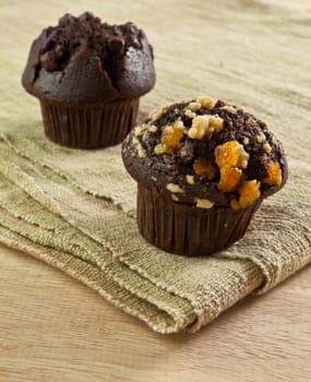 muffins with chocolate chips on the table