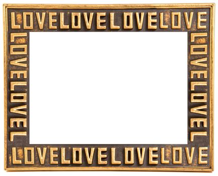 antique love gold frame isolated on white
