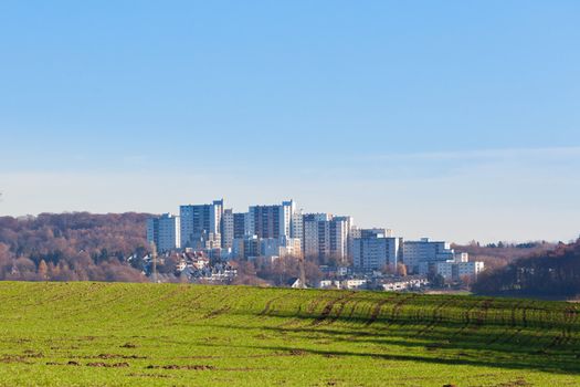 Contruction development of urban high-density highrise condominium buildings on green field