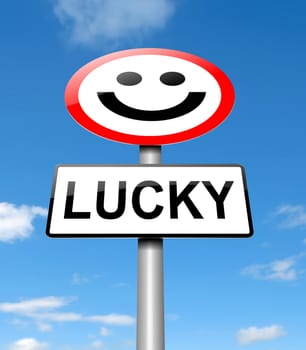 Illustration depicting a sign with a lucky concept.