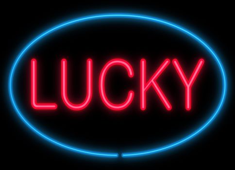 Illustration depicting neon signage with a lucky concept.