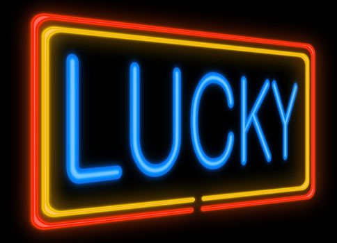 Illustration depicting neon signage with a lucky concept.