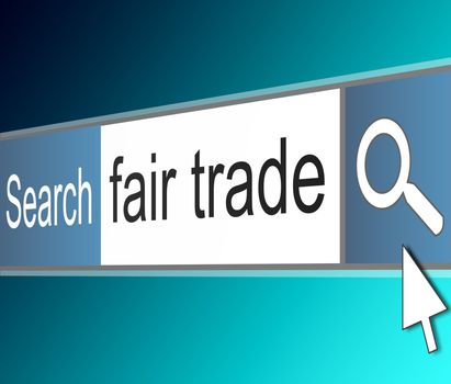 Illustration depicting a screen shot of an internet search bar containing a fair trade concept.