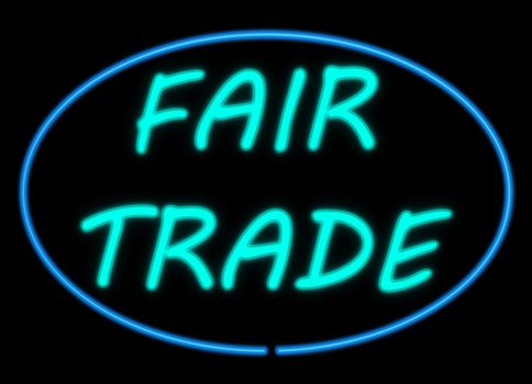 Illustration depicting a neon signage with a fair trade concept.