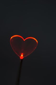 A heart shaped red light