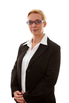 Portrait of businesswoman over white background