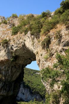Vallon Pont d'Arc, a natural bridge in the Ardeche France 
