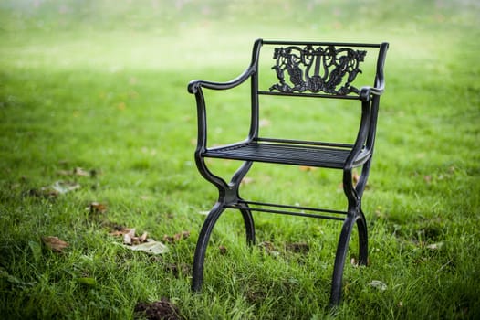 One single chair on lawn