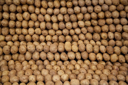 Pile of fresh potatoes found in a marketplace - Istanbul, Turkey.