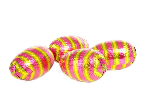 colorful chocolate easter eggs isolated on white background