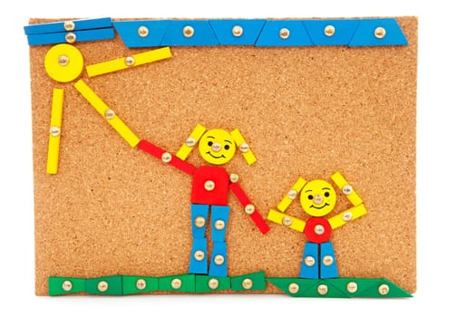 creation made by children on cork board