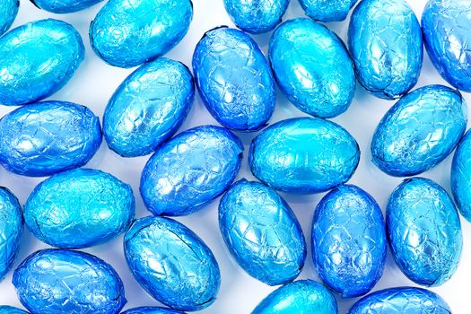 background of blue easter eggs in closeup