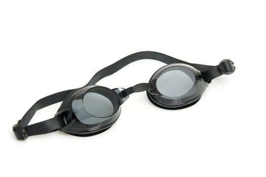Black dive goggles isolated on white background 
