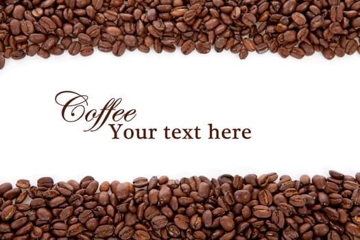 Coffee beans over white background with space for your text