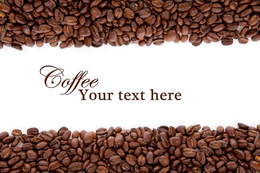 Coffee beans over white background with space for your text