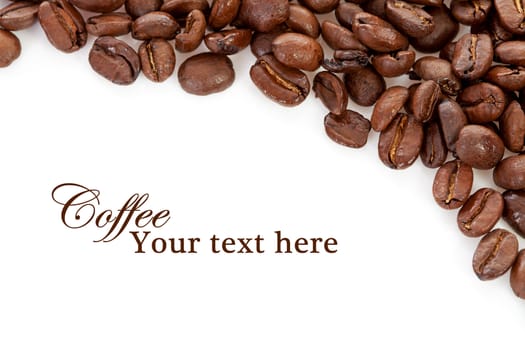 Coffee beans over white background with space for your text