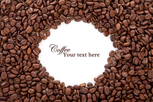 Coffee beans over white background with space for your text