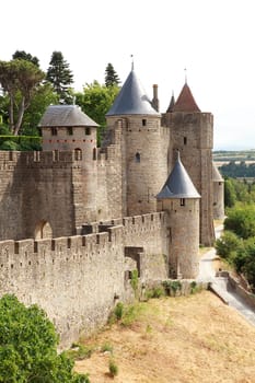 the ancient castle of carcasonne in france