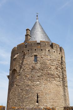 tower of the  ancient castle carcasonne in france