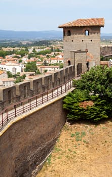 city carcasonne in france seen from the caste