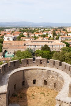 city carcasonne in france seen from the caste