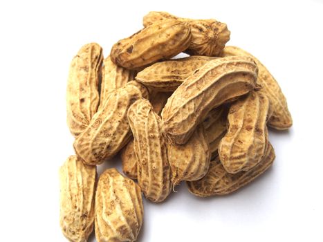 Peanuts on a white background.