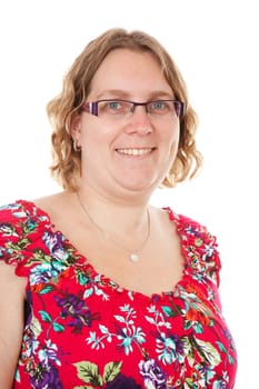 portrait of a woman over white background