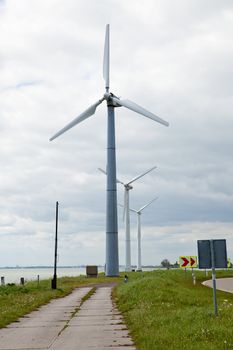 Three windmills near Marken in the Netherlands