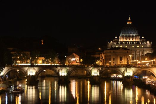 St Peters church from the river tiber in rome italy