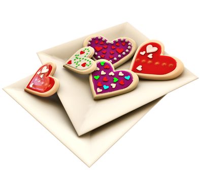 Allsorts individual heart-shaped butter cookies on the square plate for Valentine's Day