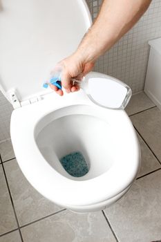 cleaning toilet with spray cleaner