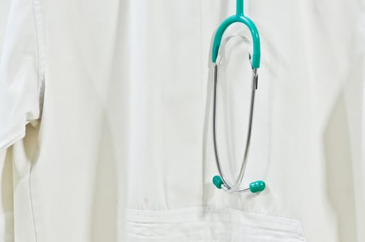 stethoscope on  a  back doctor coat