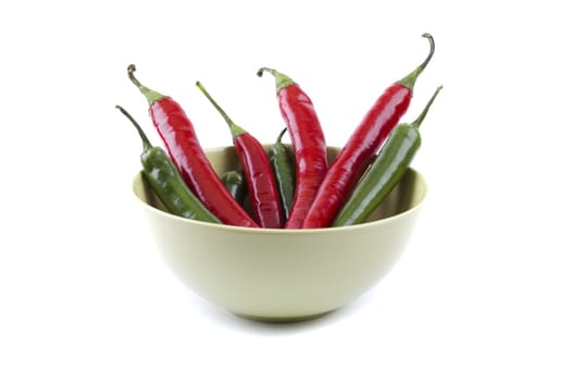 isolated pack of top chili peppers on the plate