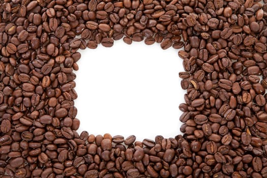 Coffee beans over white background with space for your text