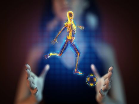 soccer game player on hologram