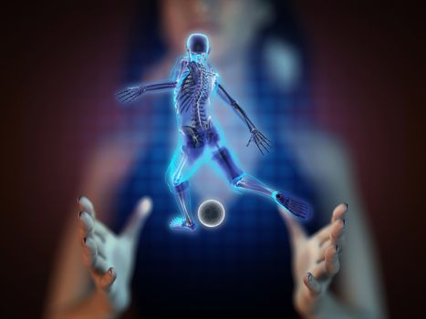 soccer game player on hologram