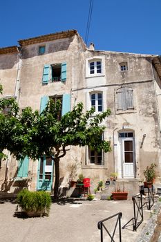 Typical French houses in Valras on sunny day