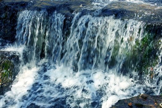 Water in a stream of mountain falls