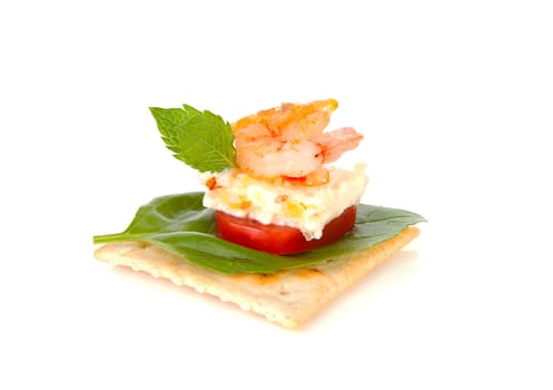 delicious snack on toast over white background