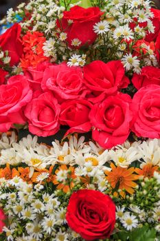 beautiful bouquet of rose and bright flowers