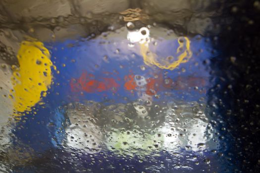 inside the car in a carwash looking out