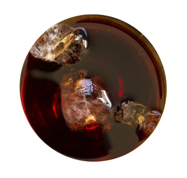 isolated cola drink top view with no glass