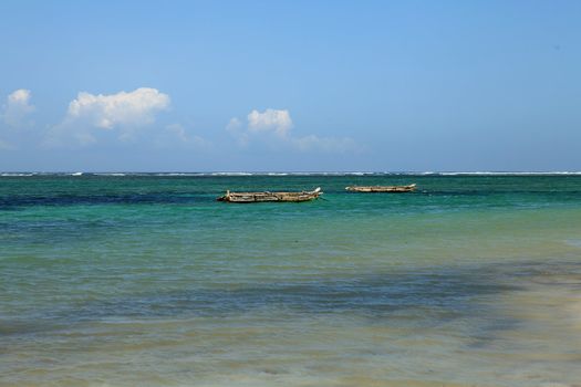 Ocean going canoe in Indian ocean near Kenya