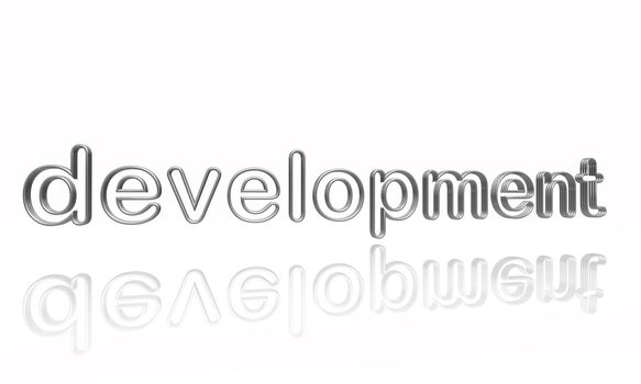 development text - 3d isolated silver metal wire letters with reflection