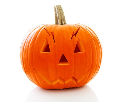 scary halloween pumpkin with face isolated on white background