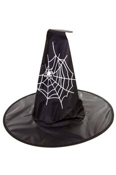 Black fabric witch hat for Halloween, isolated on white background