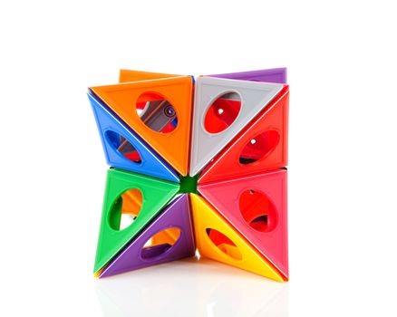 colorful plastic play toy over white background