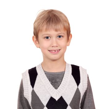 happy boy portrait on white 